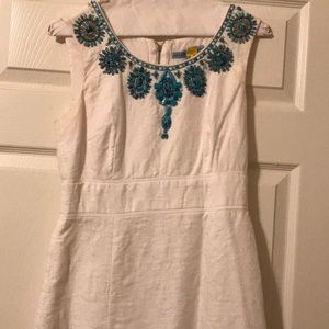 White and turquoise Antonio Melani dress